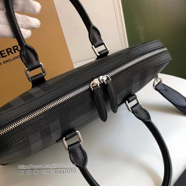 Burberry專櫃新款男包 巴寶莉經典煙熏格紋男士手提公事包  db1243